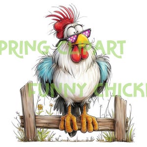 Frühling Clipart | Frühling PNG | Lustiges Huhn PNG | Schrulliges Huhn | Quirky Dekorationen Huhn Wallart | Witziges Clipart Aquarell