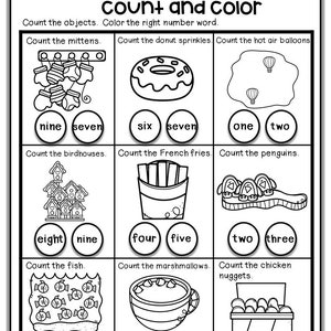 Kindergarten Math Worksheets: Numbers 1-10, Number Words (PDF) - Etsy