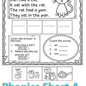 Phonics short vowel worksheets bundle