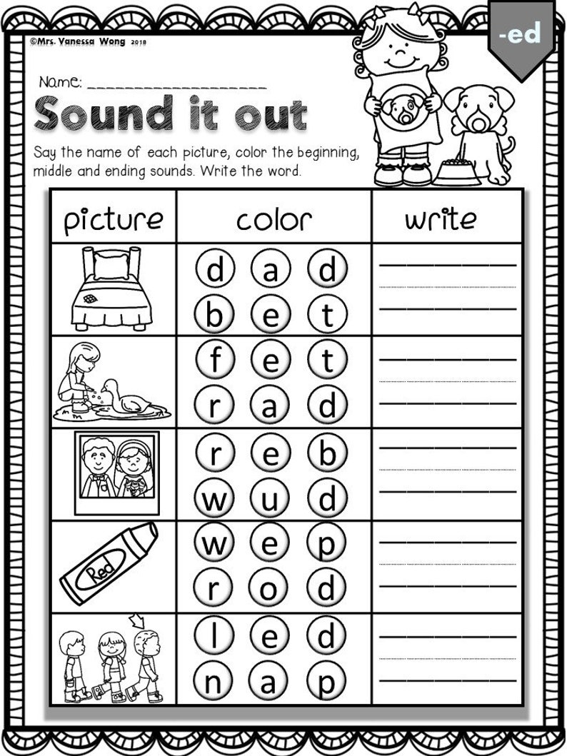 Phonics Worksheets CVC Sound It Outkindergarten/first Grade Distance ...