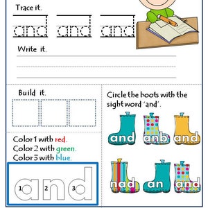 Sight words printables and activities for kindergarten