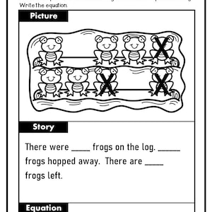 Kindergarten Math Worksheets. Subtraction Word Problems. Distance Learning