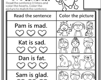 Fiches d'exercices sur la phonétique. Lot CVC 2, maternelle et première année