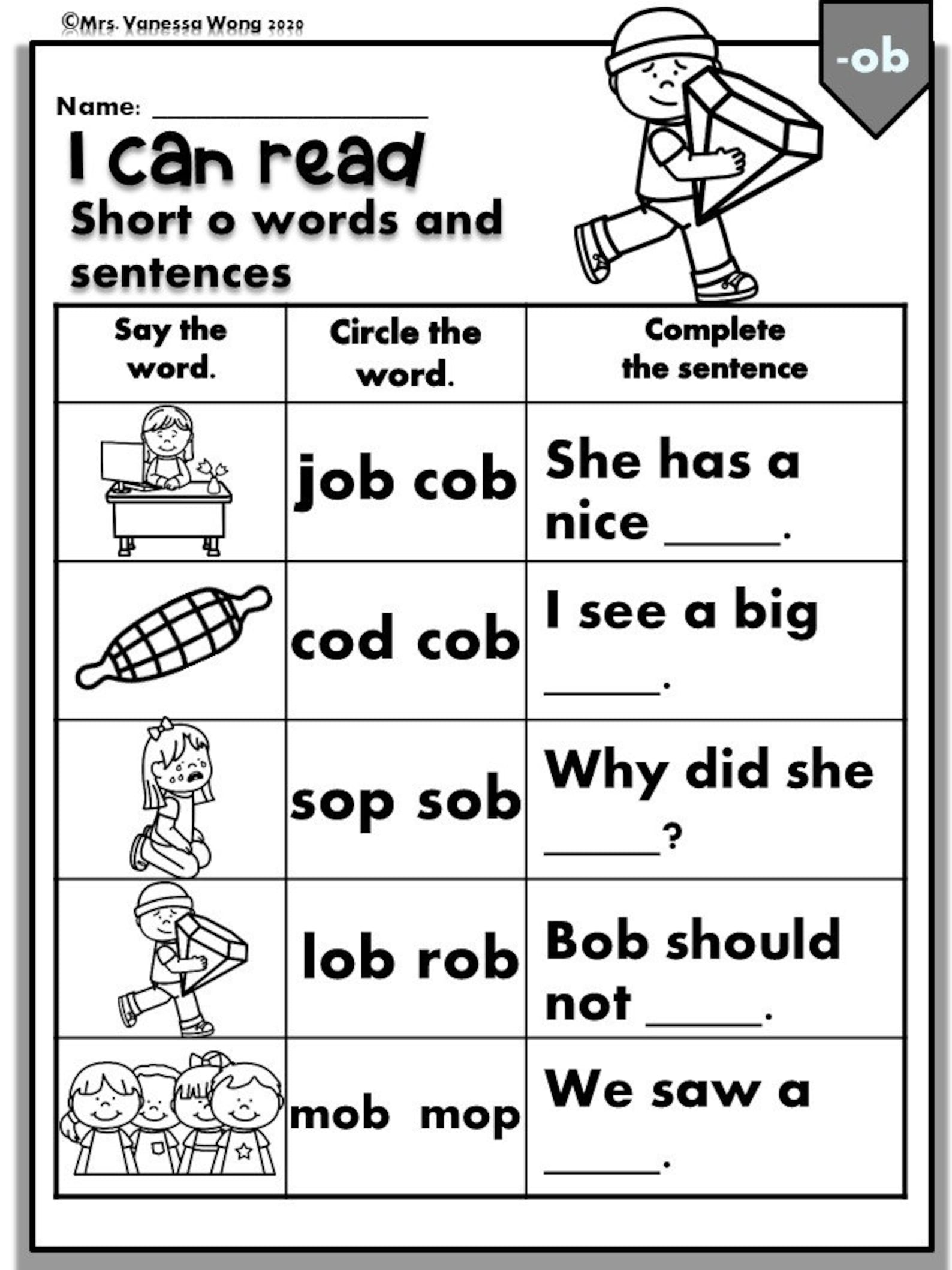 Phonics Short Vowel Worksheets Bundle Etsy Hong Kong