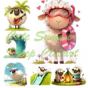 Mouton original | Clipart été | Clipart original aquarelle | Mouton d'été PNG | Clipart animaux | Décorations originales Art mural original