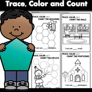 2D Shape Tracing Worksheets: Preschool Kindergarten Math (PDF Pattern)