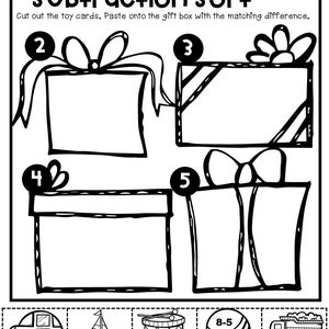 kindergarten math worksheets cut and paste subtraction etsy