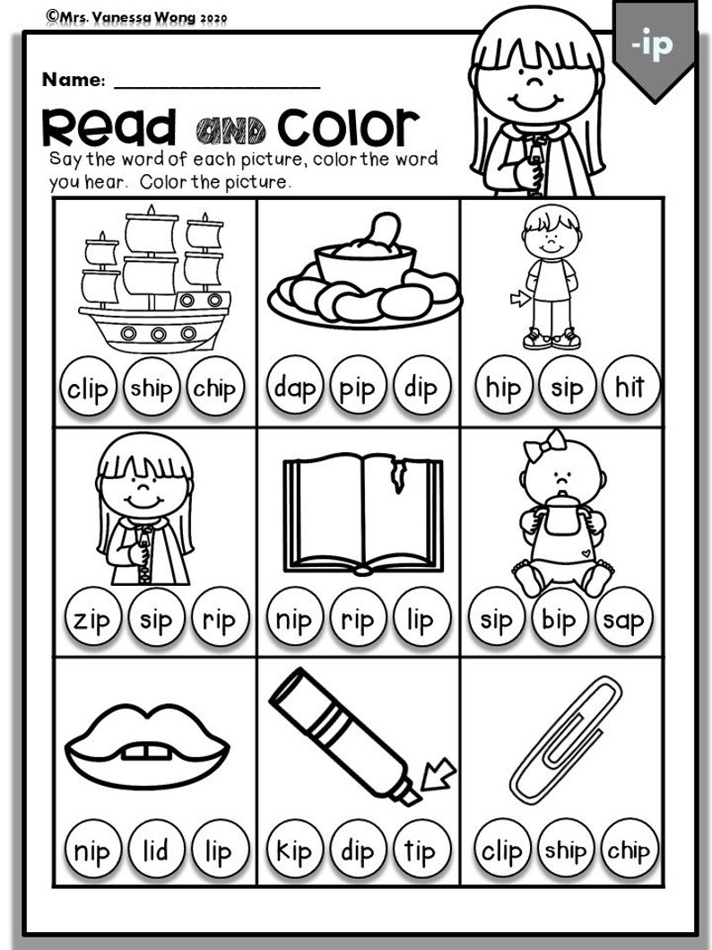 Sip Worksheet Phonics Short Vowel Activities and Worksheets Short I - Etsy