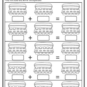 Kindergarten Math Worksheets. Ten Frame Addition.  Homeschooler Math, Preschool Addition Worksheets, Homeschooler Addition Worksheets