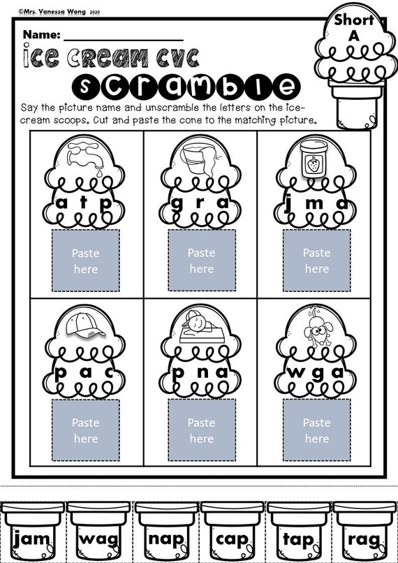 phonics worksheets cvc words scramble for kindergarten and etsy
