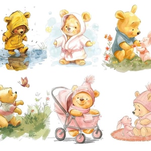Winnie-the-Pooh Clipart Asilo Nido Clipart Baby Shower Clipart Asilo Nido Arte Murale Arredamento Asilo Nido