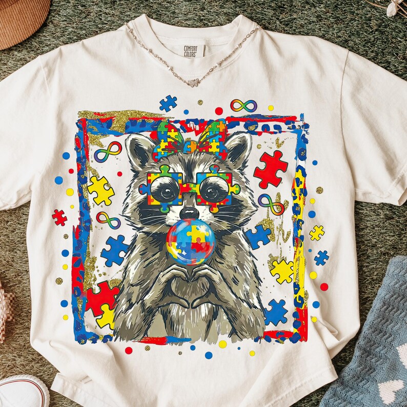 Autism Raccoon PNG, Autism Acceptance Shirt Design (instant Download ...