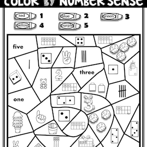 Kindergarten Math: Color by Number Sense 1-10 (PDF Pattern)