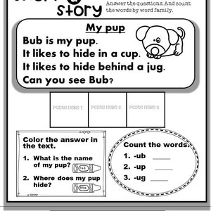 Phonics Short Vowel Activities and Worksheets Short U