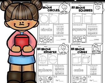 2D & 3D Shapes Worksheets: Preschool Kindergarten Activities