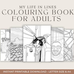 Adult Colouring Book Printable – My Life in Lines | Stress Relief Mandala Pages, Instant Download