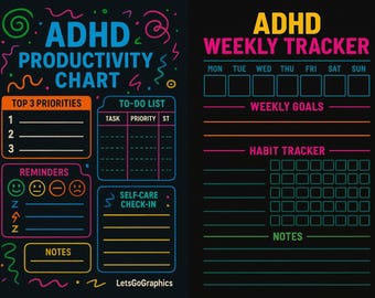 Planner digitale ADHD in PDF – Tracker di concentrazione settimanale e giornaliera stampabile / Planner neurodivergente per la produttività