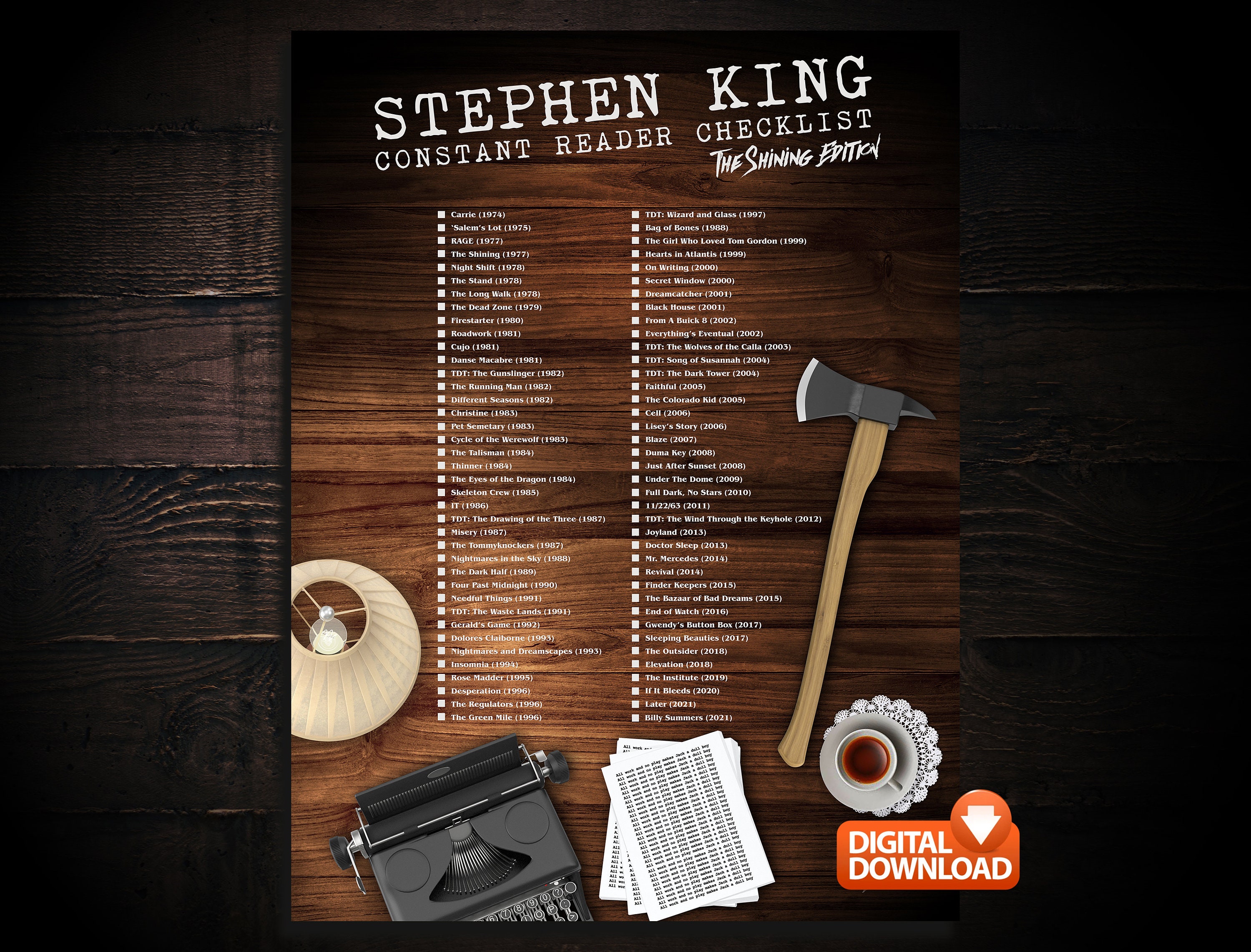 Stephen King the Shining Edition Reading Checklist - Etsy