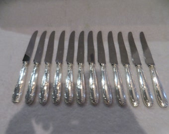 Lot De 12 Couteaux à Entremet Vivier - Métal Argenté Modèle Marly (France)
