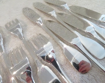 6 couverts à poisson métal argenté orfèvre Christofle modèle Cluny Vintage French silver-plated 12p fish cutlery set near mint