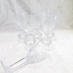6 water glasses 23cl Lorraine Lemberg crystal (signed for 3) French cut decor crystal water glasses 18.9cm