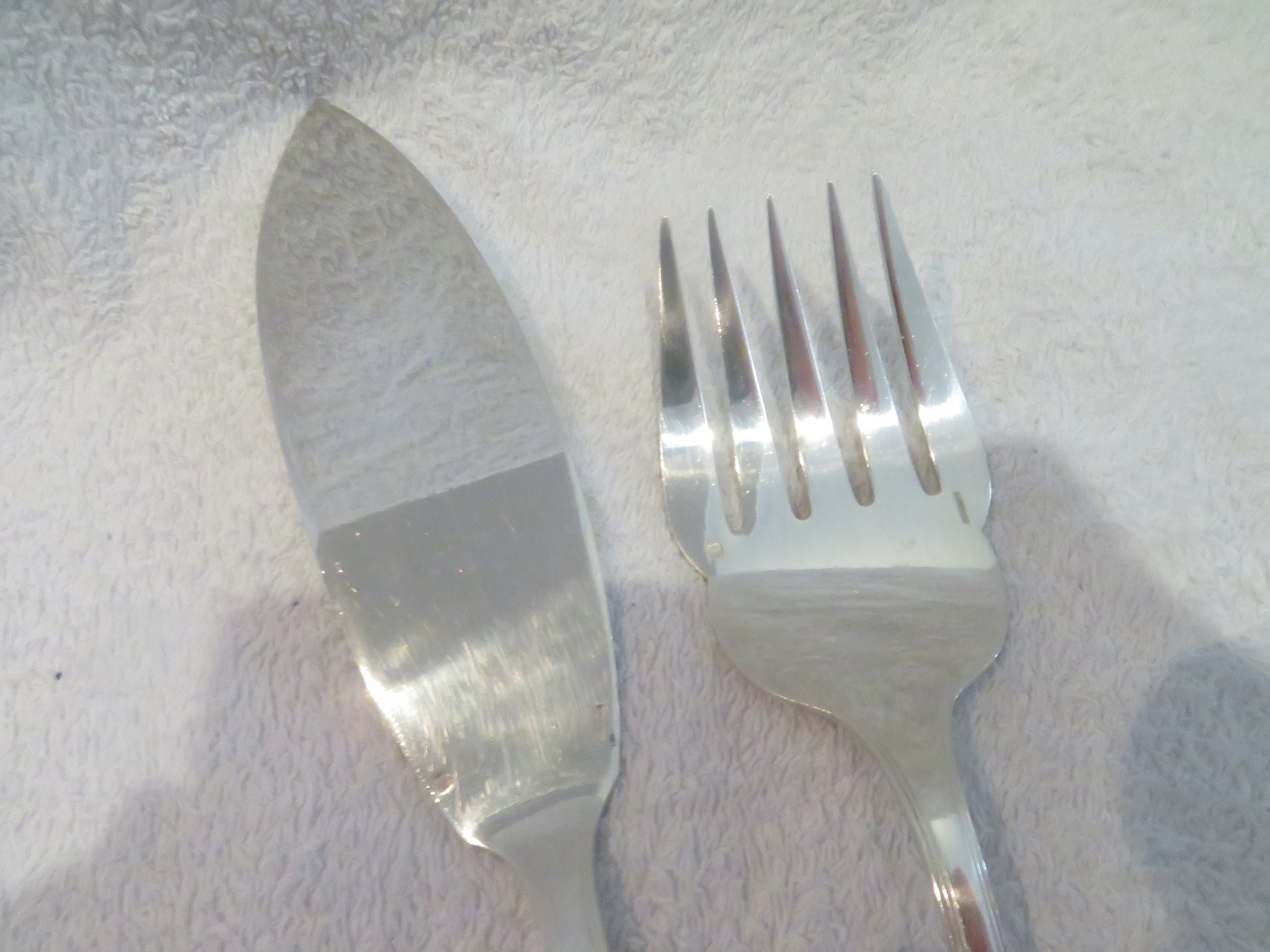 Service à poisson vintage en métal blanc - France