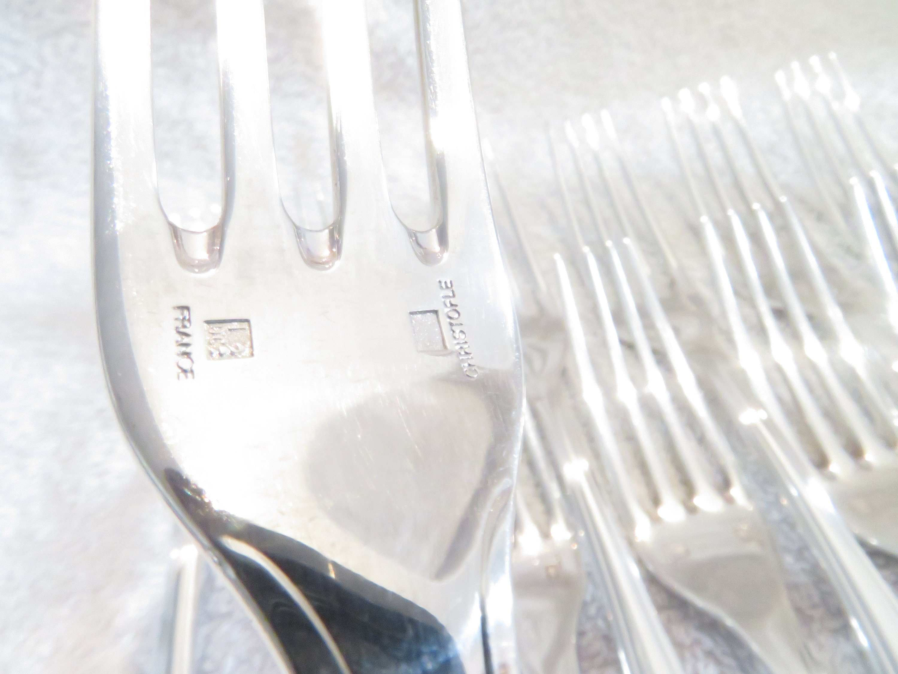 12 銀メッキ デザート フォーク ルイ 15 世スタイルの金細工師