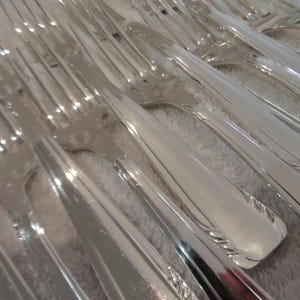 12 silver plated dessert forks art deco style goldsmith F Frionnet Vintage French silver-plated dessert forks 18.6cm