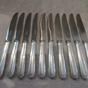 10 couteaux de table métal argenté style art deco orfèvre Alfenide French silver-plated dinner knives 24,8cm image 2