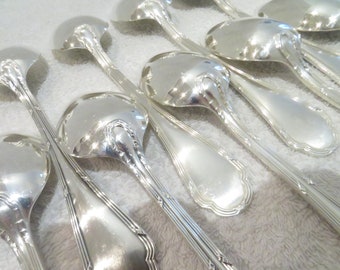 12 cucharadas de orfebre de plata estilo louis XVI orfebre Ercuis modelo Trianon Vintage cucharas de sopa plateadas francesas