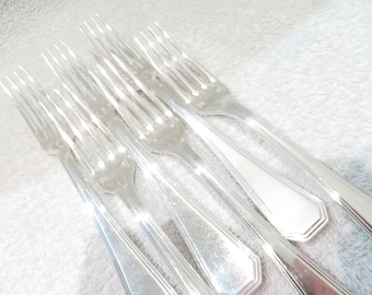 6 fourchettes de table métal argenté orfèvre Christofle modèle America Vintage 2000 silver-plated dinner forks 20,8cm