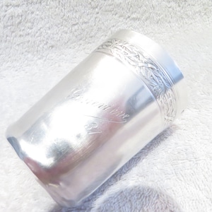 Silver timpani 950 Minerva Louis XVI style engraved Genevieve goldsmith Ch Barrier early 20th c French 950 silver baby cup 15cl