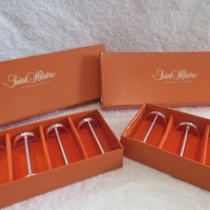 12 Porte-couteaux En Métal Argenté Torsadé Saint Hilaire Paris - 9 Cm, Vintage