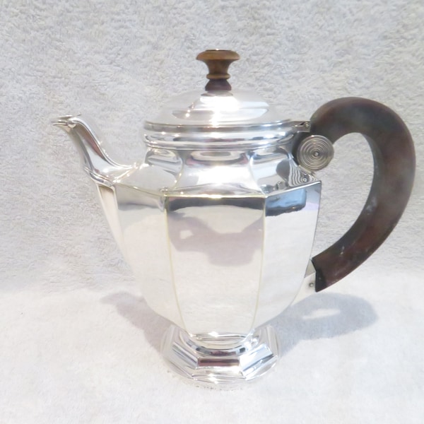 Théière 0,75L métal argenté style art deco orfèvre Christofle 1930 französische versilberte Teekanne kleine Abnutzungen der Vergoldung