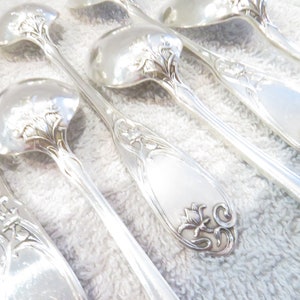 12 silver metal coffee spoons art nouveau style goldsmith Aux Grands Magasiins du Louvre Gorgeous 1900 French silver-plated coffee spoons