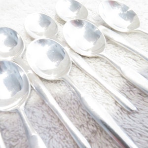 8 cucharas moca metal plata Christofle orfebre modelo Duo Tapio Wirkkala 1960 mini cucharas media taza plateadas 10.1cm