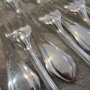 12 dessert forks silver metal art deco style printania goldsmith SFAM Mid 20th c French silver-plated dessert forks 18.8cm