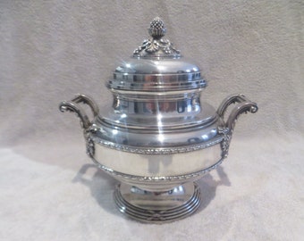 Exceptionnel sucrier argent 950 Minerve style Louis XVI orfèvre C Roussel exceptional 1900 French 950 silver large & heavy sugar bowl