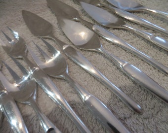 6 couverts à poisson métal argenté orfèvre Christofle modèle Duo Tapio Wirkkala 1960 silver-plated 12p fish cutlery set