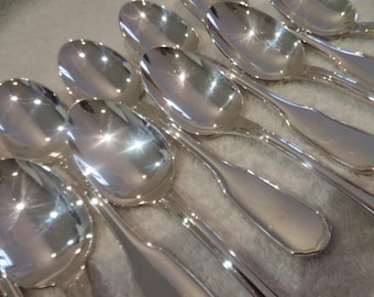 12 cucharas de postre de metal plateado orfebre Christofle modelo Versailles Cucharas de postre vintage plateadas 19,1cm