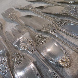 Superb 12-piece silver-plated fish cutlery set by Boulenger Marie Louise Empire Vintage French silver-plated 24p fish cutlery set