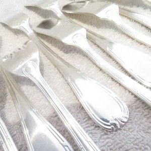 12 silver metal fish cutlery Louis XVI style goldsmith RC Vintage French silver-plated 24p fish cutlery set