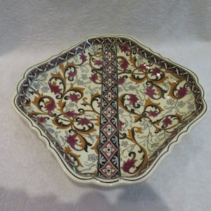 Piatto quadrato faience Gien arredamento Mezza età 1960 Gien ceramica quadrata piatta