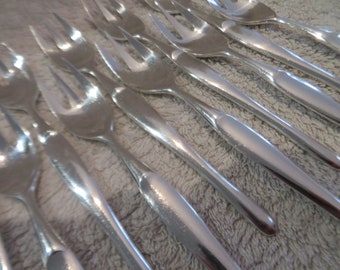 12 fourchettes à gateaux métal argenté orfèvre Christofle modèle Duo Tapio Wirkkala 1960 silver-plated pastry cake forks 17,9cm
