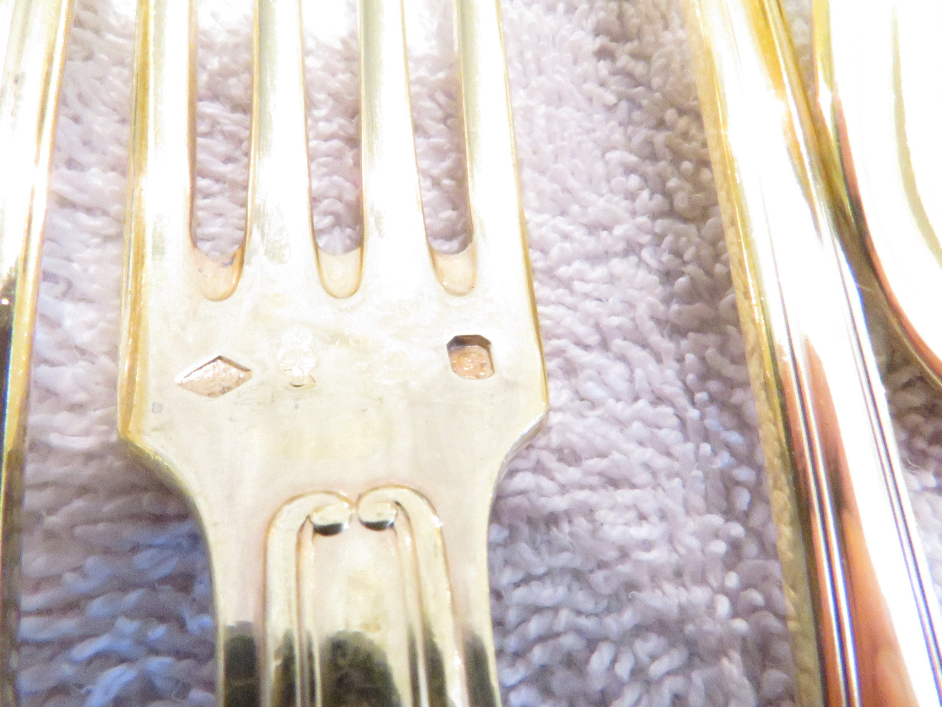 4 Silver-gilt Dessert Spoons and 4 Silver-vermeil Forks (950 Hallmark ...