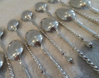 12 Christofle silver-plated coffee spoons Russian style twisted handle