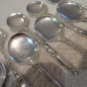 10 silver-plated ice cream spoons, goldsmith Ercuis model Russe Vintage French silver-plated ice cream spoons 13.8cm