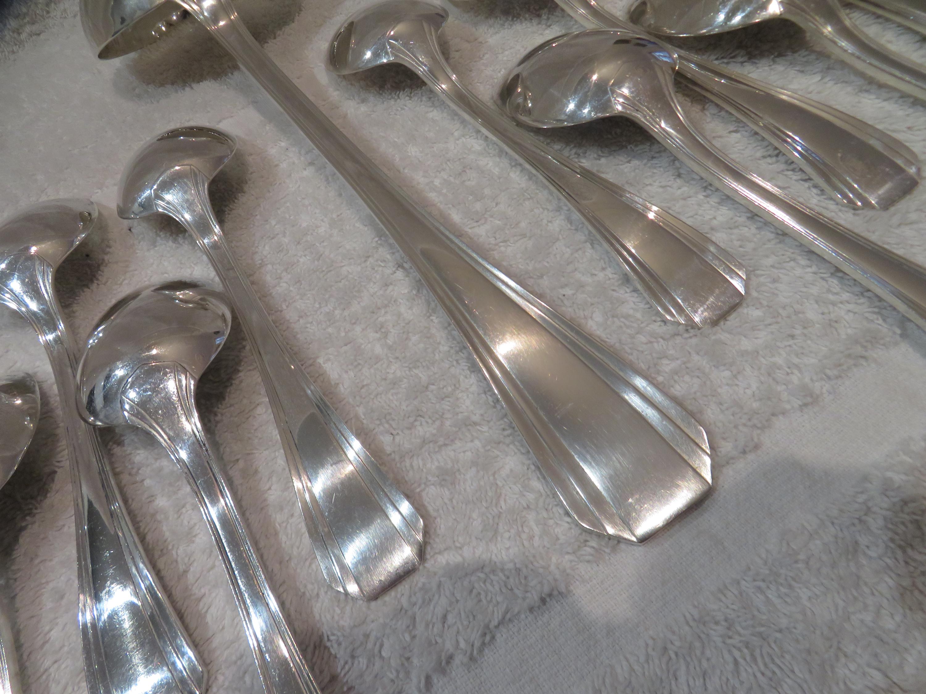 CHRISTOFLE - 12 CUILLÈRES DE TABLE / SOUPE EN ACIER Modèle PALME / BORÉAL Neuves EUR 99,90 - FR