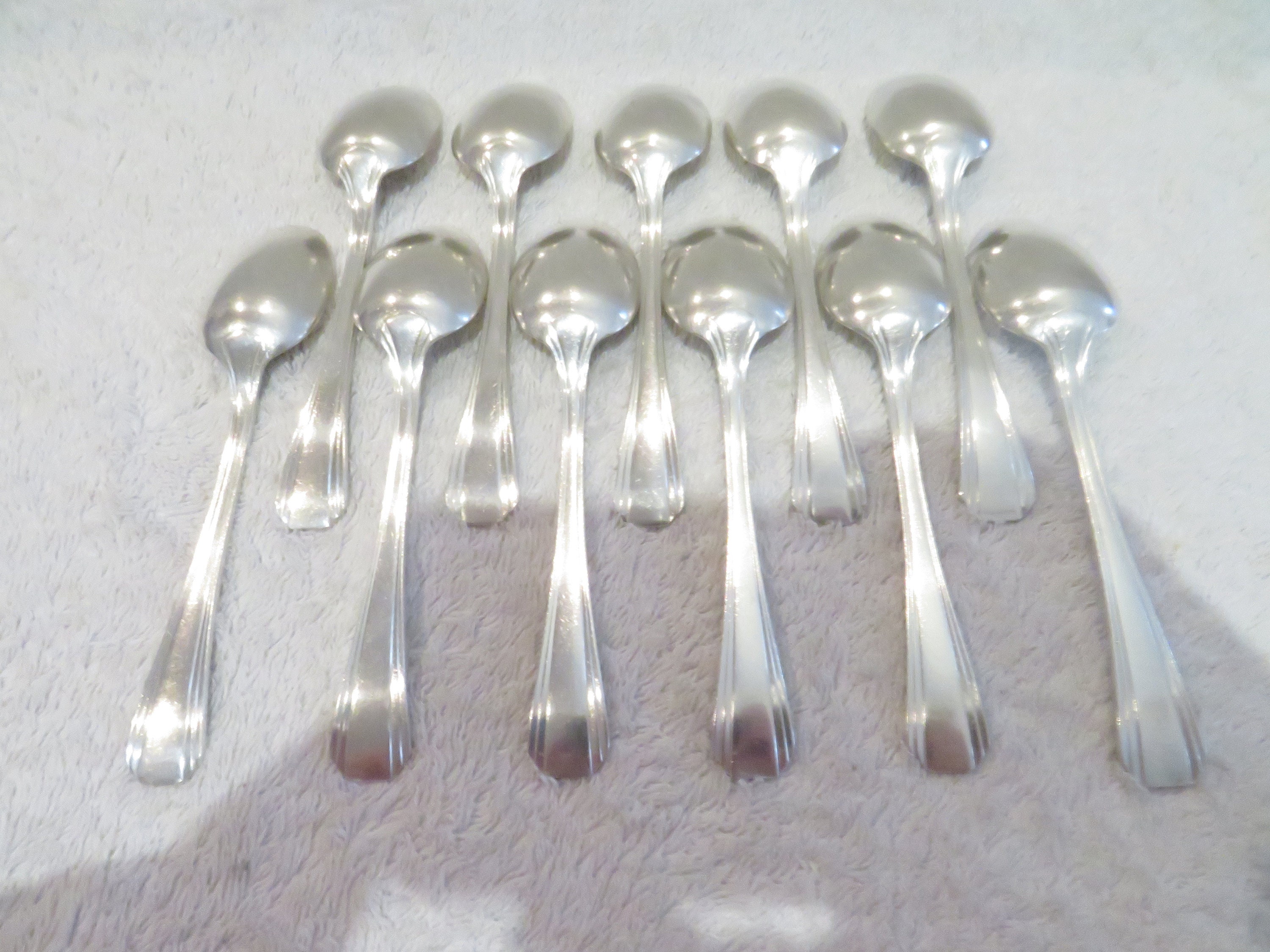 11 Cuillères à Café Métal Argenté Style Art Deco Orfèvre Christofle Modèle Boreal Luc Lanel French Silver-plated Coffee Spoons