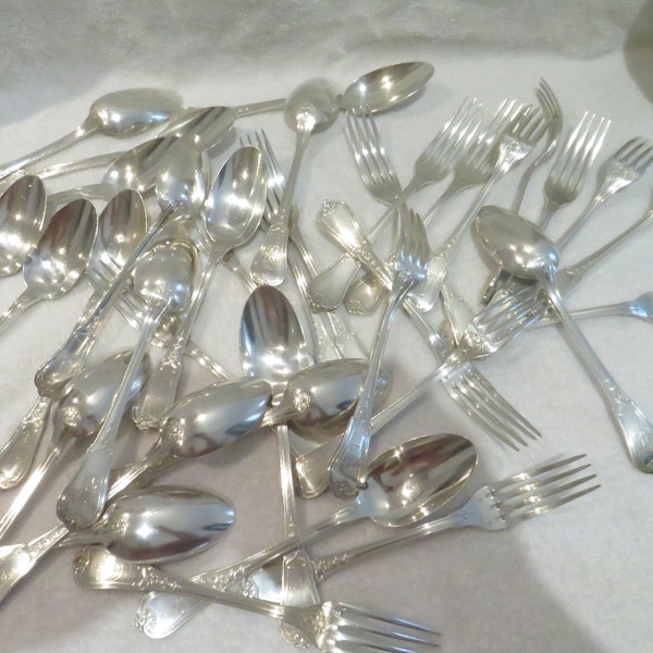 Superbe 18 couverts de table argent 950 Minerve style Régence orfèvre E Puiforcat magnificent 1900 French 950 silver 36p dinner cutlery set